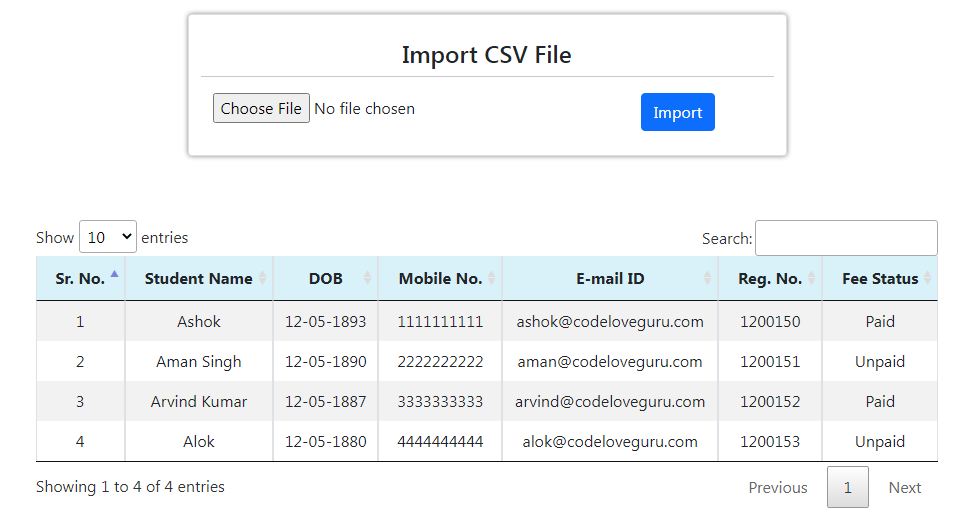 Import csv file in MySQL using PHP