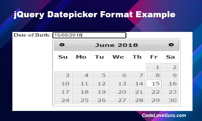 jQuery Datepicker Format Example