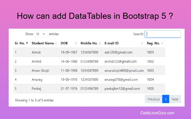 How can add DataTables in Bootstrap 5