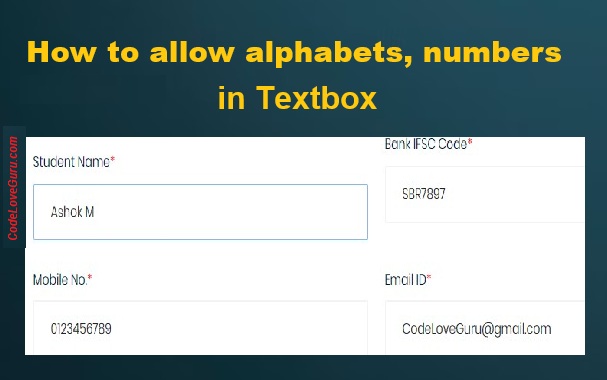 How to allow alphabets numbers in textbox